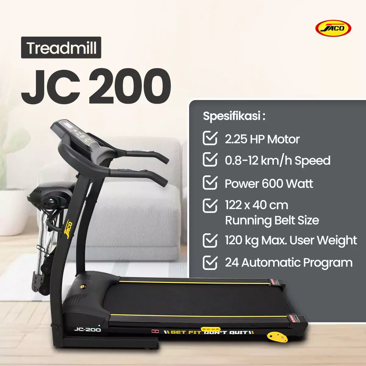 Treadmill Portable JC 200 (Promo Cashback Bundling) - JACO