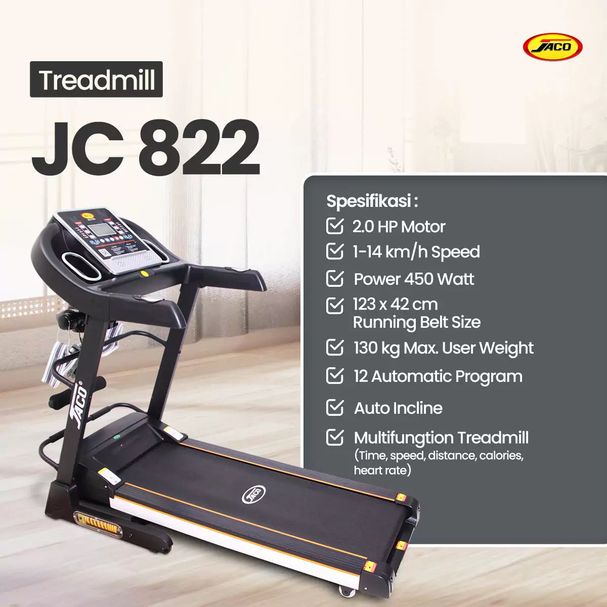 Treadmill JC 822 (Promo Cashback Bundling) - JACO